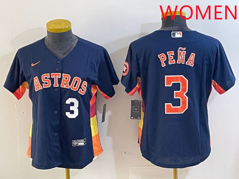 Women Houston Astros 3 Pena Blue City Edition 2025 Nike MLB Jersey style 3
